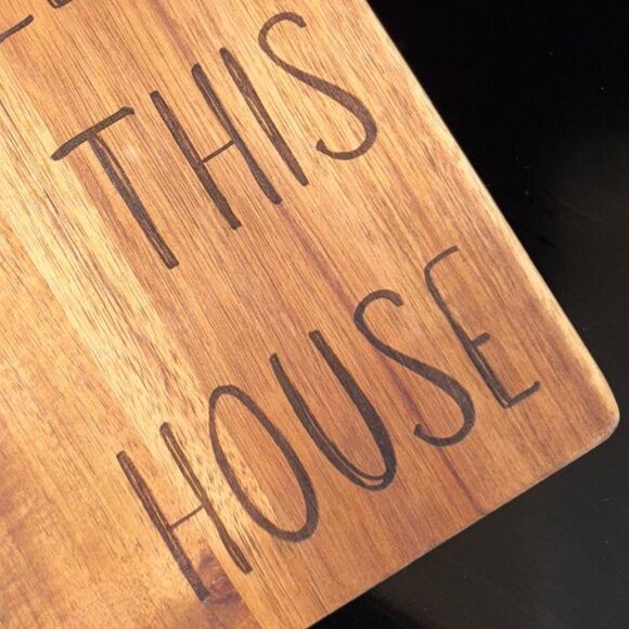 Bless This House Engraved Wood Cutting Board Paddle Handle Serving Tray 16x9 - Picture 4 of 4